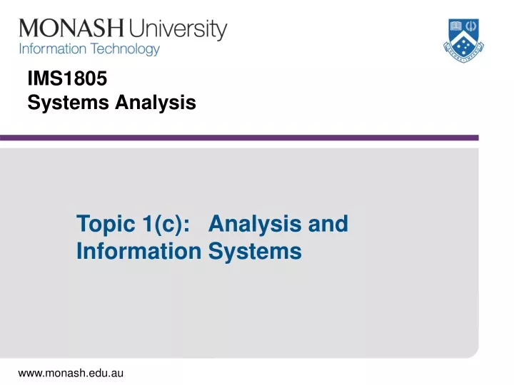 ims1805 systems analysis