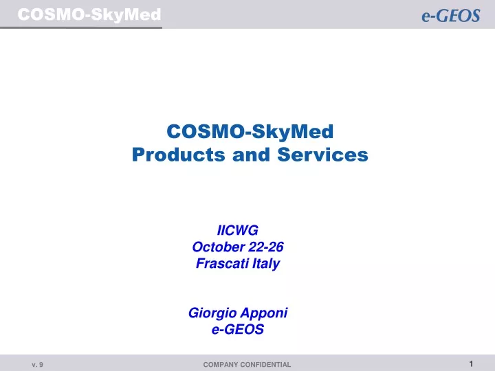 cosmo skymed products and services