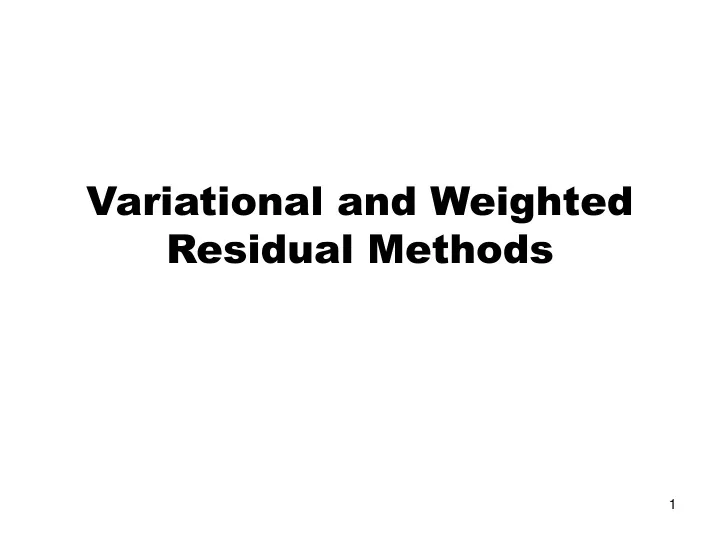 variational and weighted residual methods