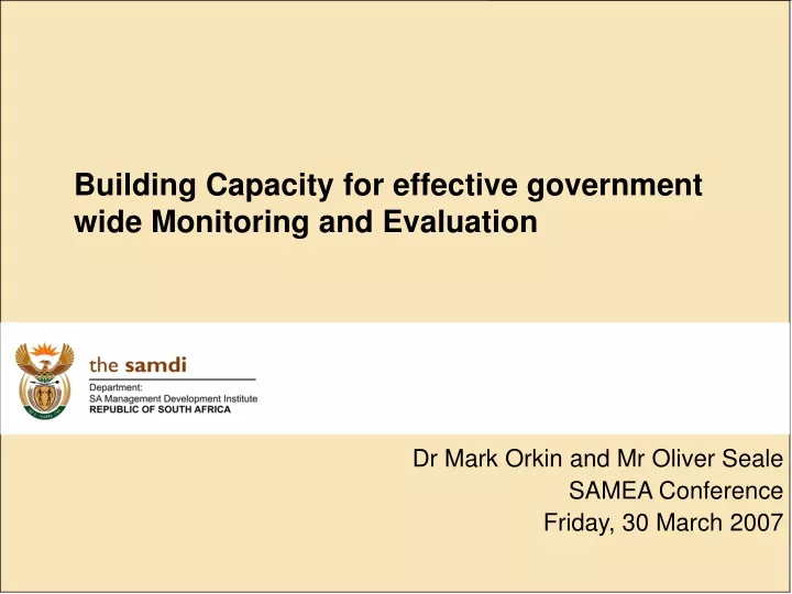 dr mark orkin and mr oliver seale samea conference friday 30 march 2007