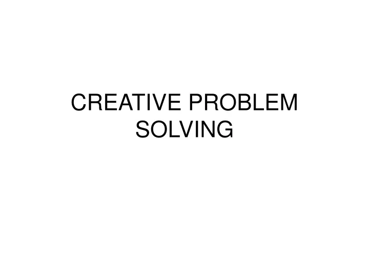 creative problem solving