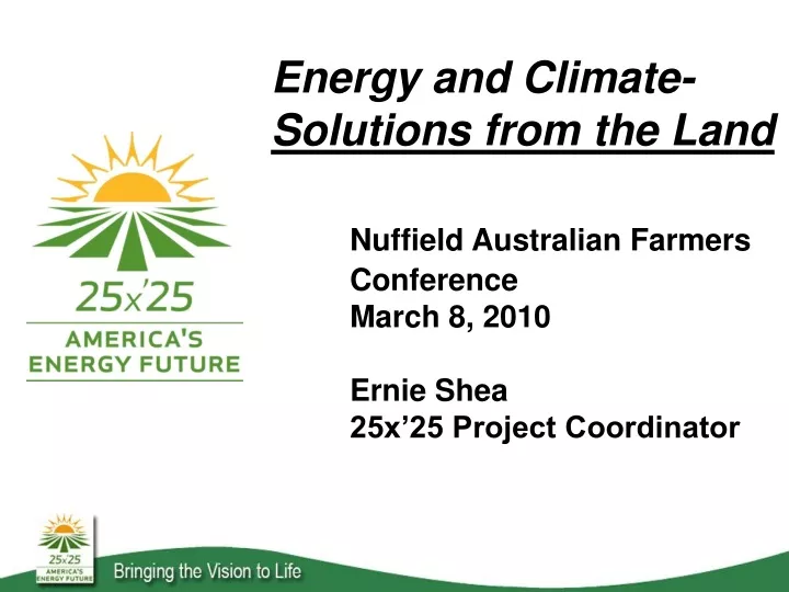 energy and climate solutions from the land