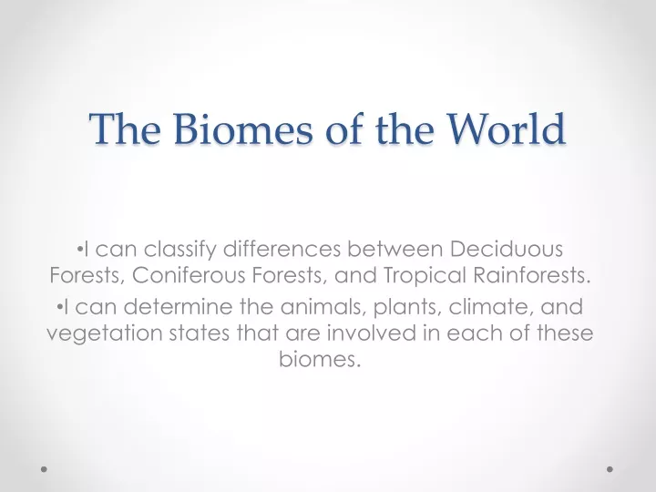 the biomes of the world