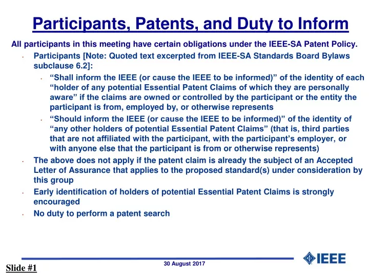 participants patents and duty to inform