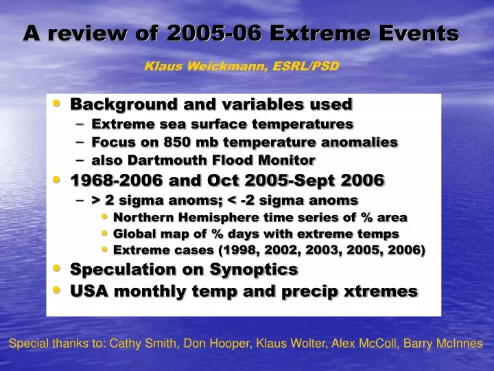 a review of 2005 06 extreme events