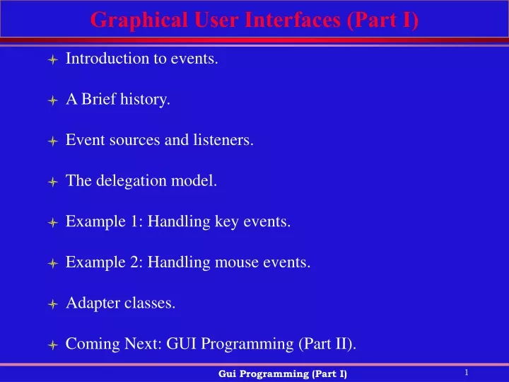 graphical user interfaces part i
