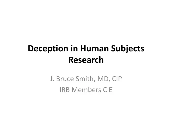 deception in human subjects research