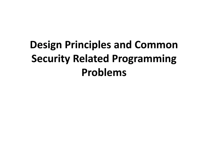 design principles and common security related programming problems