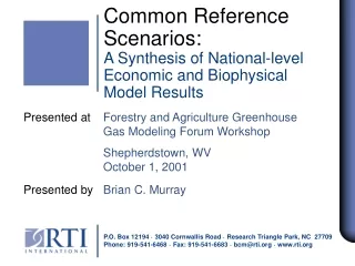 Common Reference Scenarios: A Synthesis of National-level Economic and Biophysical Model Results