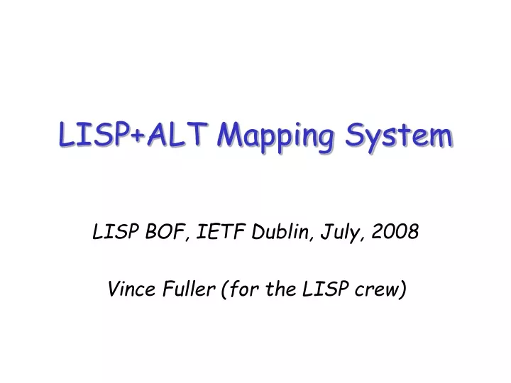 lisp alt mapping system