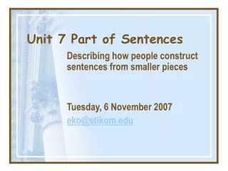 Unit 7 Part of Sentences