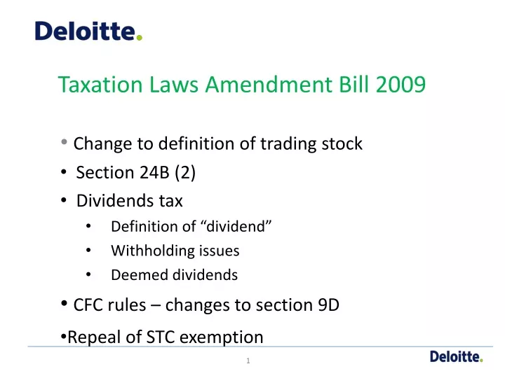 taxation laws amendment bill 2009