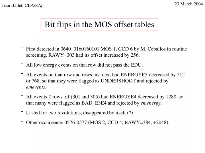 bit flips in the mos offset tables