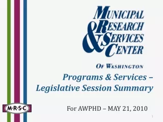 Programs &amp; Services –  Legislative Session Summary
