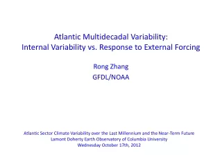 Atlantic Multidecadal Variability:  Internal Variability vs. Response to External Forcing
