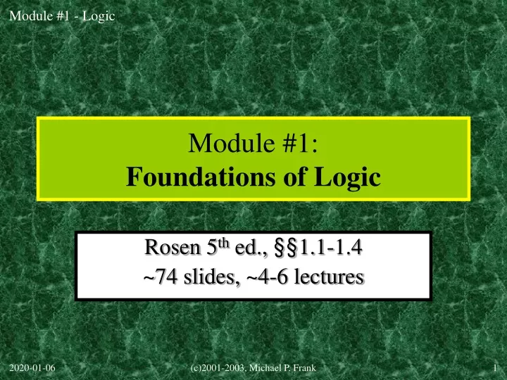 module 1 foundations of logic