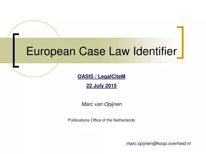european case law identifier oasis legalcitem