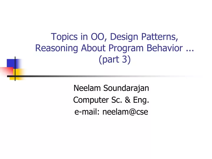 topics in oo design patterns reasoning about program behavior part 3
