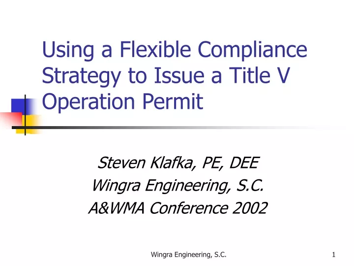 using a flexible compliance strategy to issue a title v operation permit