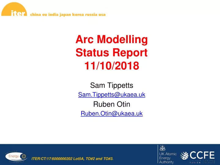 arc modelling status report 11 10 2018