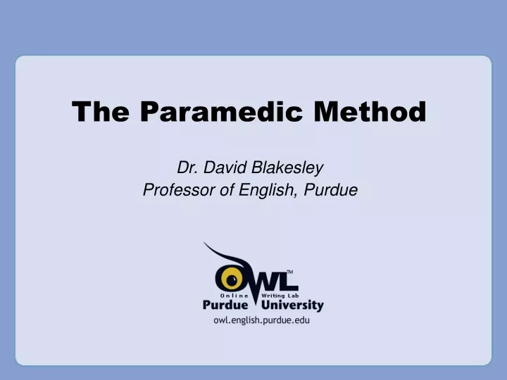 the paramedic method