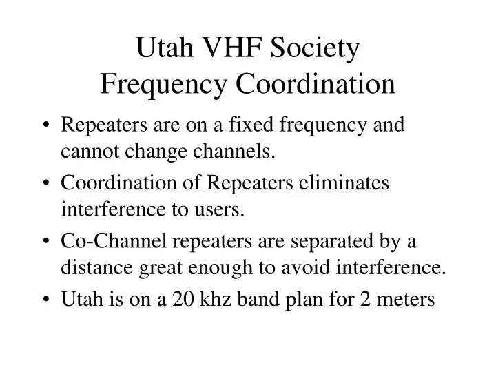 utah vhf society frequency coordination