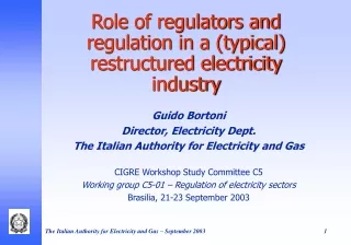 Role of regulators and regulation in a (typical) restructured electricity industry
