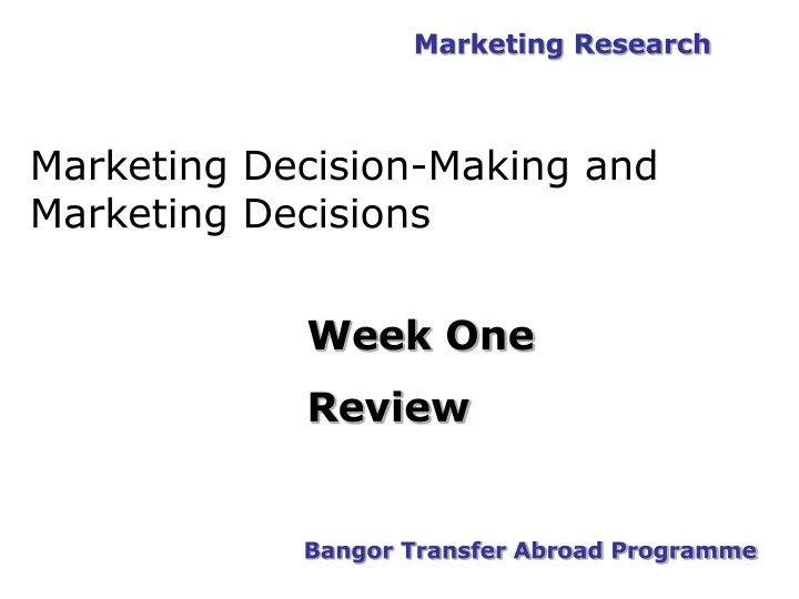 marketing decision making and marketing decisions