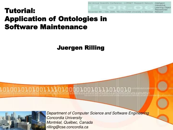 tutorial application of ontologies in software maintenance