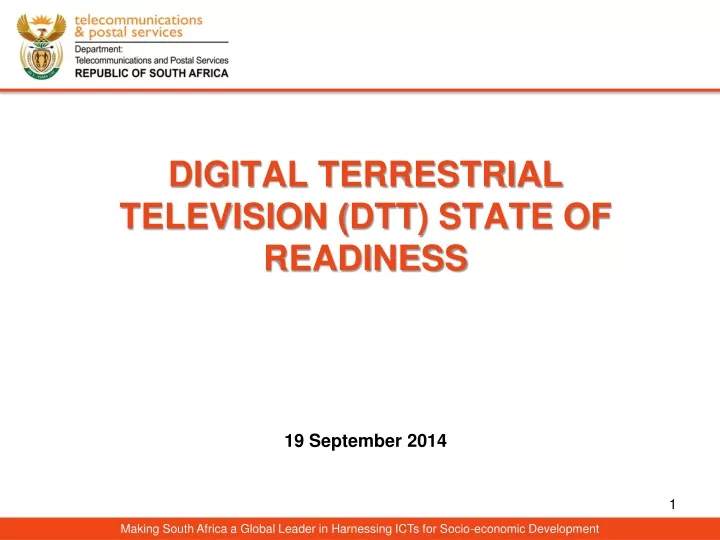 digital terrestrial television dtt state of readiness 19 september 2014