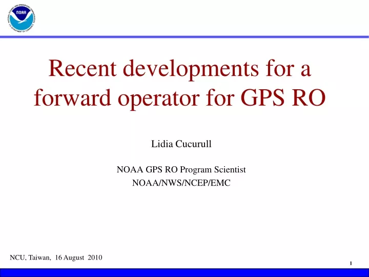 recent developments for a forward operator for gps ro
