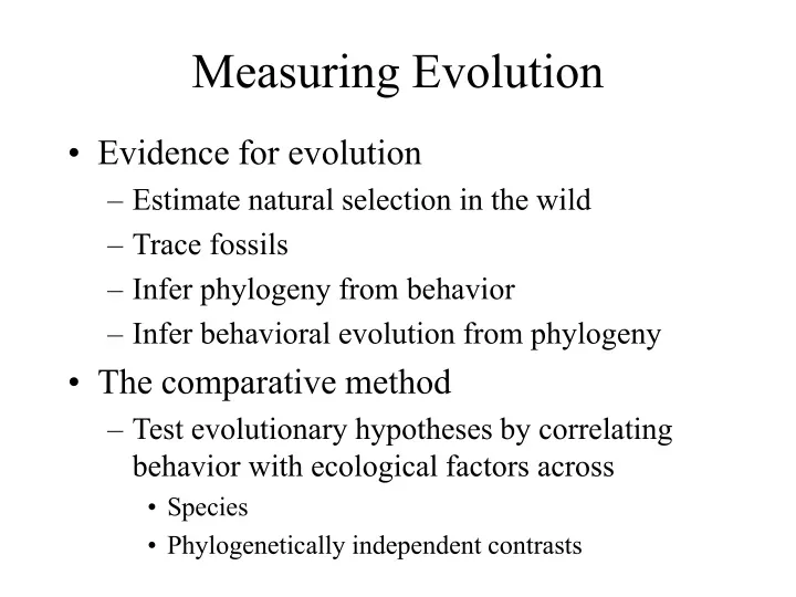 measuring evolution