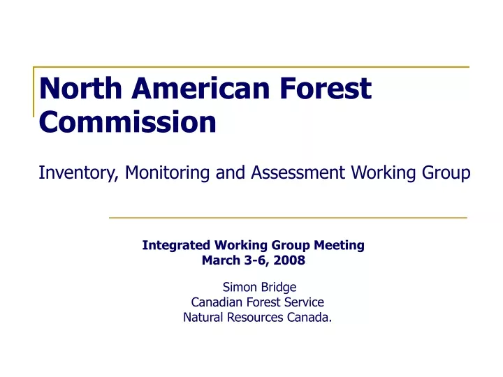 north american forest commission inventory monitoring and assessment working group