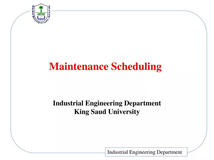 maintenance scheduling