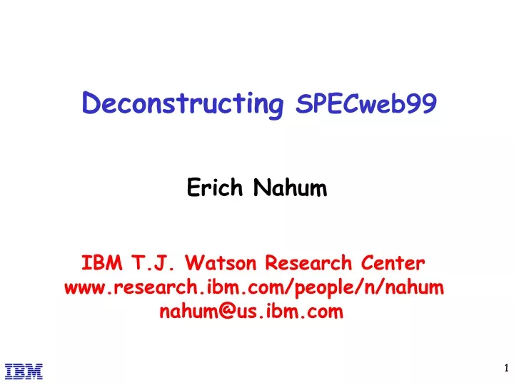 deconstructing specweb99
