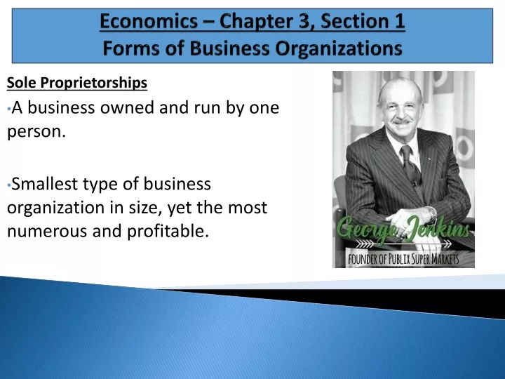economics chapter 3 section 1 forms of business organizations
