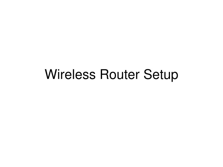 wireless router setup