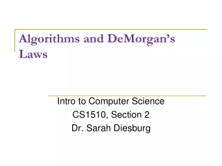 Algorithms and DeMorgan’s Laws