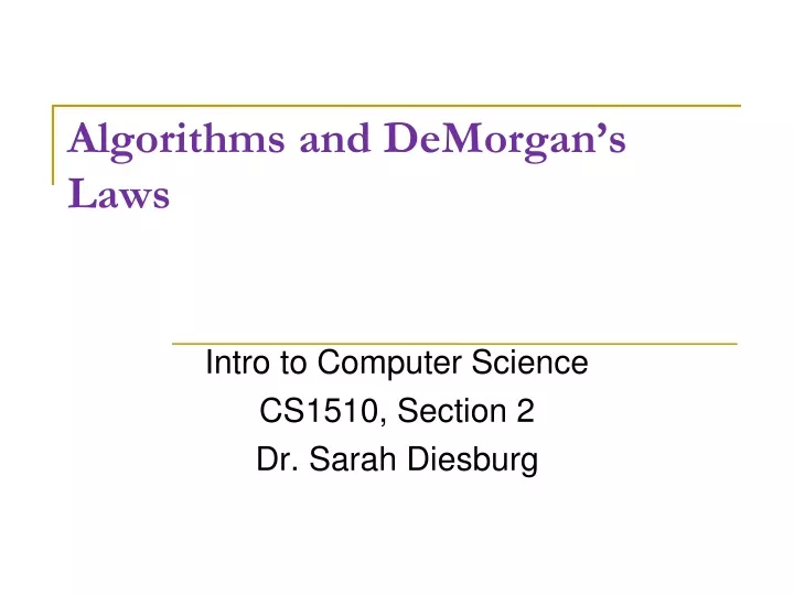 algorithms and demorgan s laws