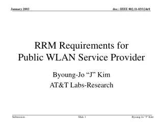 RRM Requirements for Public WLAN Service Provider