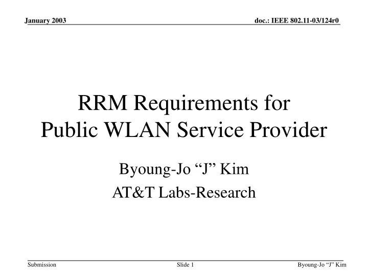 rrm requirements for public wlan service provider