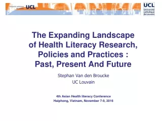 Stephan Van den  Broucke UC Louvain 4th  Asian Health literacy Conference