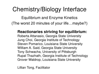 Chemistry/Biology Interface