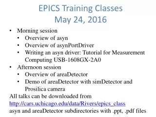 EPICS Training Classes May 24, 2016