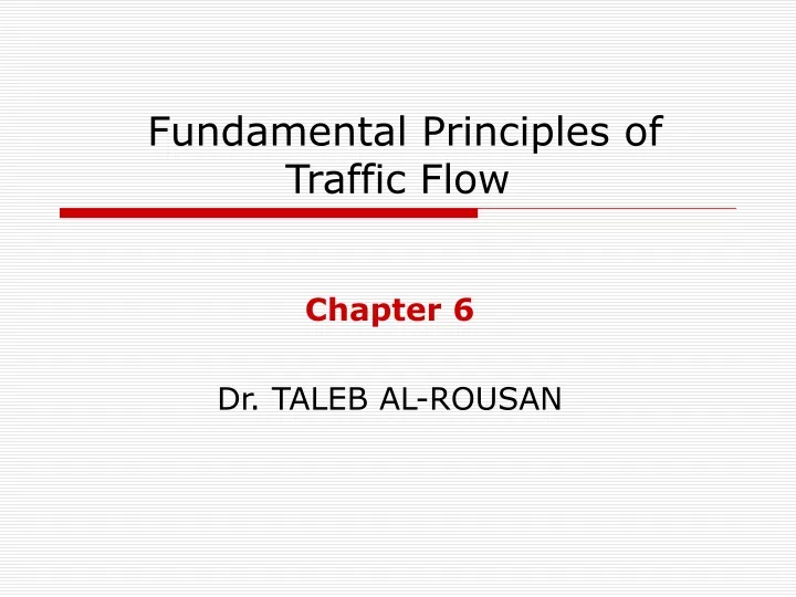 fundamental principles of traffic flow