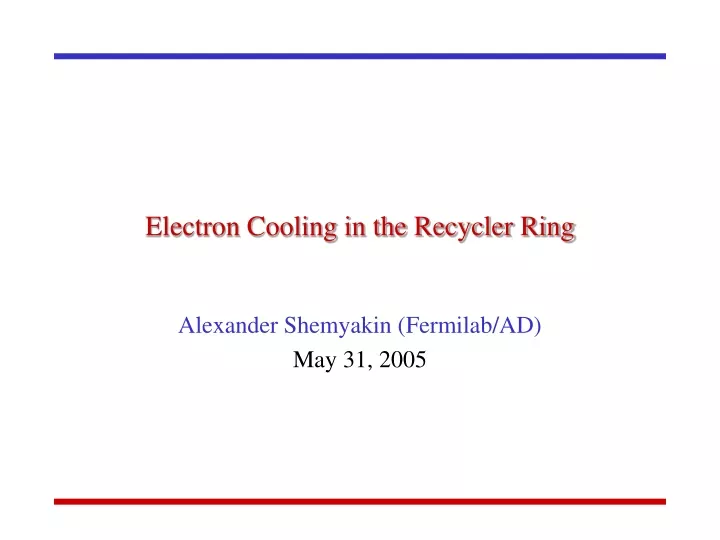 electron cooling in the recycler ring