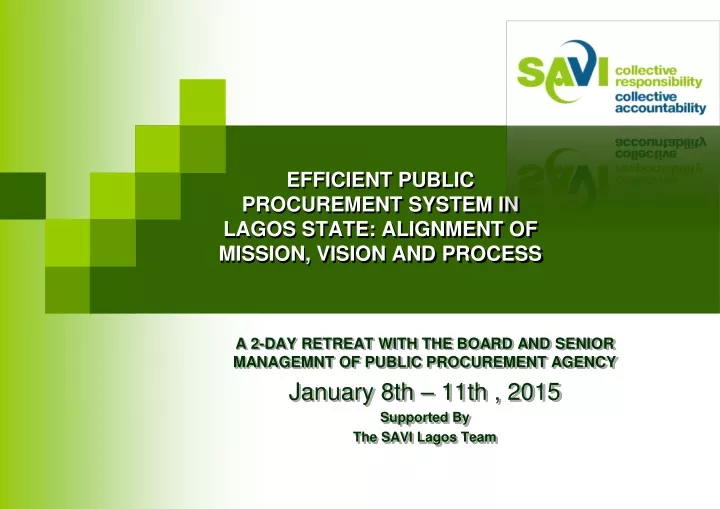 efficient public procurement system in lagos state alignment of mission vision and process