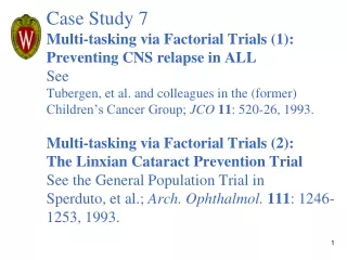 Materials Preventing CNS Relapse in ALL: 	Tubergen paper  Cataract Prevention: Sperduto paper