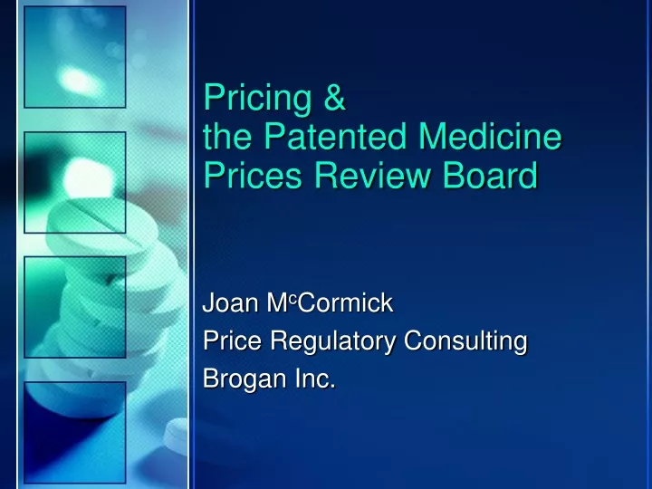 pricing the patented medicine prices review board