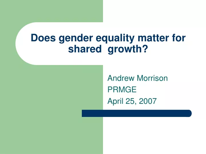 does gender equality matter for shared growth